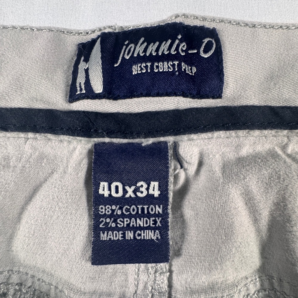 Johnnie-O Est Coast Prep Chino Pants Mens 40x33 Grey‎ Iron Cotton Stretch - Picture 2 of 7